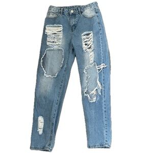 XS Light Wash Ripped Boyfriend Jeans